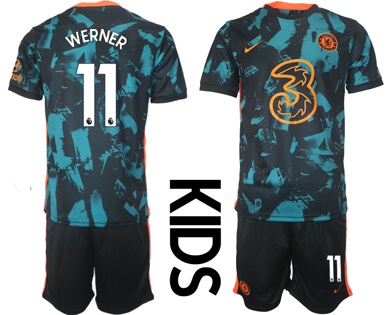 Youth 2021-2022 Club Chelsea FC away black #11 Soccer Jersey->youth soccer jersey->Youth Jersey